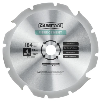 BLADE CIRCULAR SAW 4T ARBOR 20MM FIBRE CEMENT 184MM