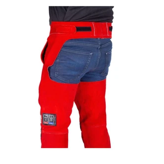 Big Red Leather Welders Trousers - Seatless (Large)