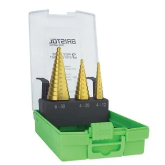 Bristol | Step Drill Set 3 Piece Straight Flute | 4-12, 4-20, 6-30mm