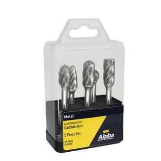 5 Pce Aluminium Carbide Burr Set SA-5AL, SC-5AL, SD-5AL, SE-5AL, SF-5AL