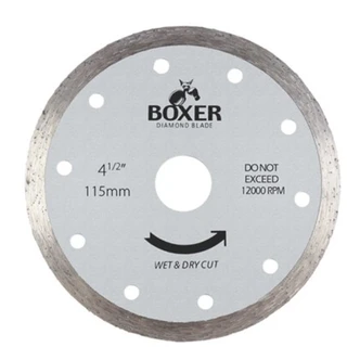 Austsaw/Boxer - 115mm (4.5in) Diamond Blade Boxer Continuous Rim - 22.2mm Bore - Continuous
