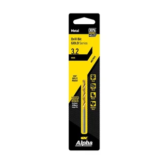 Carded 3.2mm Jobber Drill Bit - Gold Series