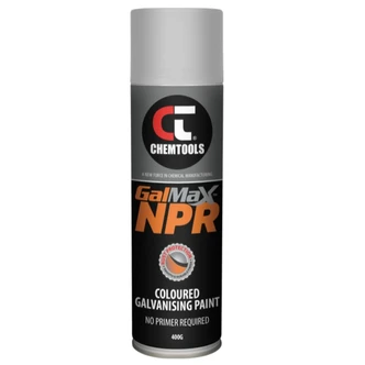 Matte White Gal (Zinc) Paint, NPR (No Primer Req’d), 400g Aerosol (12PK)