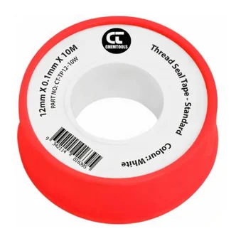 Thread Seal Tape, PTFE, 12mm, 10 Meter Spool, White (Standard)