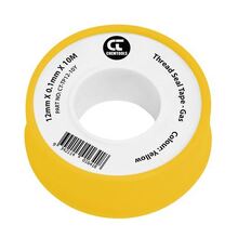 Thread Seal Tape, PTFE, 12mm, 10 Meter Spool, Yellow (Gas)