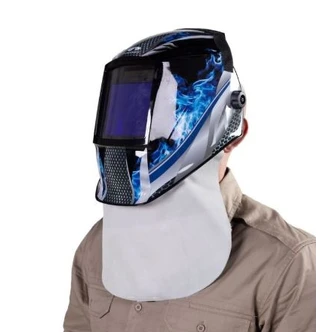 Blue Max® Bib leather welders big complete with Velcro for attachment to welding helmet.