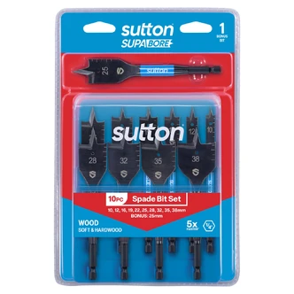 DRILL D501 SPADE BIT SUPABORE SET 10-38MM 10PC