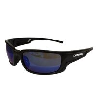 Denver Blue Mirror Safety Spec with Black Frame - 12PK