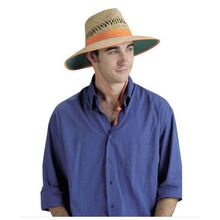 Straw Hat - Orange Band/ Green Under Brim