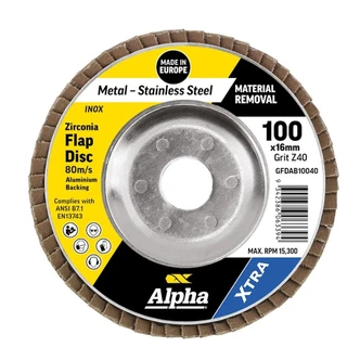 Flap Disc Z40 Grit Zirconia Aluminium Back Xtra Bulk  (10PK)