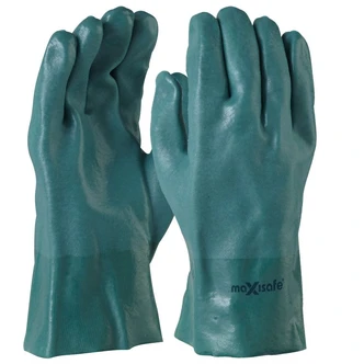 Green Double Dipped PVC Glove 27cm -12PK