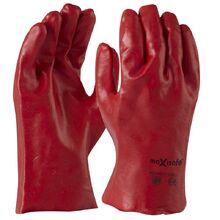Red PVC Glove 27cm, Retail Carded (12 PK)
