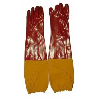 Red PVC Glove, 60cm Shoulder Length (12 PK)