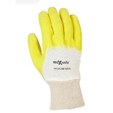 Economy 'Glass Gripper' Yellow latex Dipped palm, Retail Carded (12 PK)