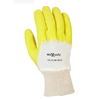 Economy 'Glass Gripper' Yellow latex Dipped palm, Retail Carded (12 PK)