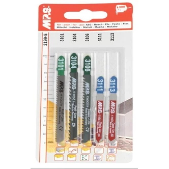 Assortment Jig Saw Blades, Euro Shank (x5)