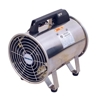 TRADEMASTER 200MM HEAVY DUTY PORTABLE VENTILATOR, STAINLESS STEEL HOUSING & GRILLS