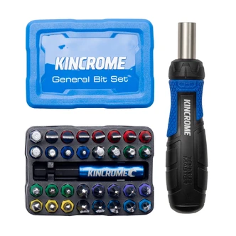 Kincrome Mini Ratcheting Screwdriver and General Bit Set 34 Piece