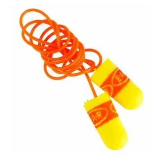 Regular Size Yellow with Red Band Corded Earplugs in Polybag Class 4 SLC80 24dB (200 Pair)