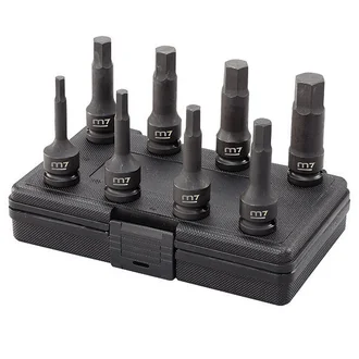M7 IMPACT IN HEX SOCKET SET, 1/2" DRIVE, 8PCS, 1/4 - 3/4"