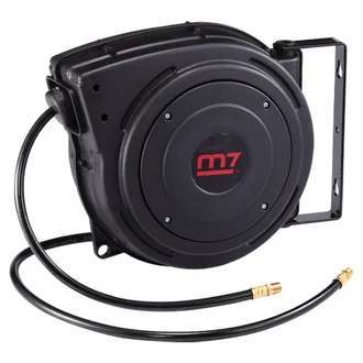 M7 AIR HOSE REEL, WALL MOUNT CASE, 10MM ID X 15MM OD PU HOSE, 15M