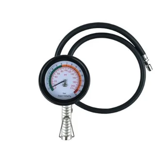 M7 TRUCK TYRE INFLATOR, 89MM ROUND GAUGE, MAX 230PSI / 16BAR, 100CM HOSE WITH CLIP-ON CONNECTOR