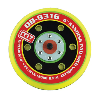 M7 VELCRO PAD FOR 6" RANDOM ORBITAL SANDERS, 5/16" MALE THREAD, 6 HOLE PATTERN