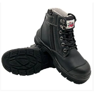 DETROIT - Cougar 6" Black Lace Up Side Zip Collar Boot Compopsite Toe