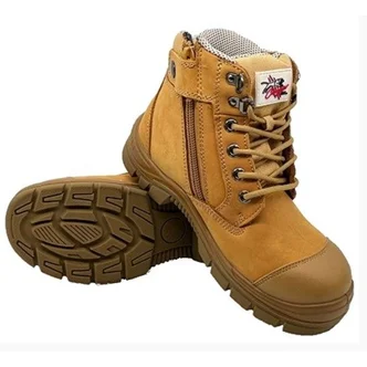 MIAMI - Cougar 6" Wheat Lace Up Side Zip Collar Boot With Scuff Cap