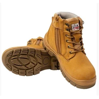 BONDI - Cougar 6" Wheat Lace Up Side Zip Collar Boot Composite Toe