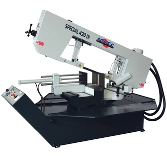 MACC BANDSAW, SEMI AUTO, 390MM CAP, SWIVEL HEAD, DUAL MITRE, 22-73MPM VARIABLE SPEED,415V 3PH