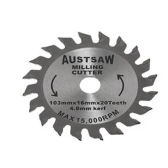 Austsaw - 103mm (4in) 4mm Milling Cutter Blade - 16mm Bore - 20 Teeth