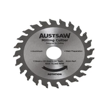 Austsaw - 115mm (4.5in) 4mm Milling Cutter Blade - 22.2mm Bore - 24 Teeth