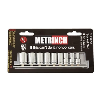 METRINCH SOCKET SET 1/4IN DRIVE 9 PIECE