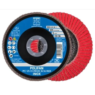 POLIFAN FLAP DISCS CERAMIC OXIDE GRAIN CO-FREEZE SG INOX PACK OF 10