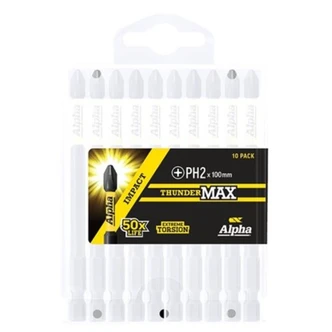 ThunderMax PH2 x 100mm Impact Power Bit- Handipack (x10)