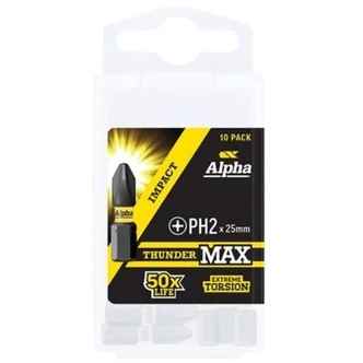 ThunderMax PH2 x 25mm Impact Insert Bit Handipack (x10)