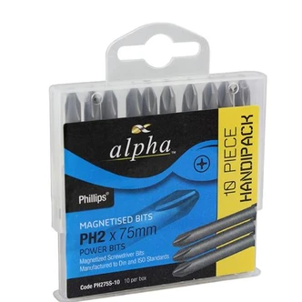 PH2 x 75mm Phillips Power Bit - Handipack (x10)