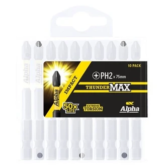 ThunderMax PH2 x 75mm Impact Power Bit- Handipack (x10)