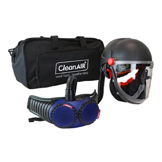 CleanAIR Helmet with flip-up Cylindrical visor and AerGo PAPR with P3 filters