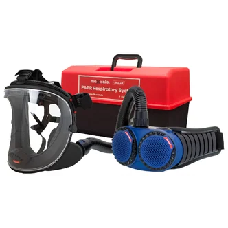 UniMask 5-point Harness with AerGO PAPR and P3 filters in portable storage container