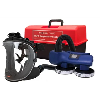 UniMask 5-point Harness with Chemical 2F PAPR and P3 filters in portable storage container