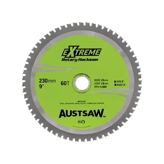 Austsaw - 230mm (9in) Rotary Hacksaw Blade - 25mm Bore - 60 Teeth