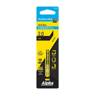 Stainless Plus Metric Drill Bit | Carded 2 Pack