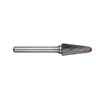 1/2in Included Angle Carbide Burr, 1/4in shank dia