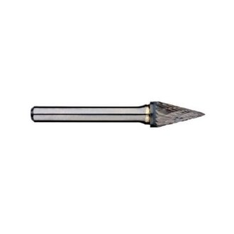 1/4in Pointed Cone Carbide Burr, 1/4in shank dia, 1in Flute