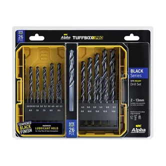 26 Piece | Alpha Black Series Site Ready Metric Tuffbox Pro Drill Set