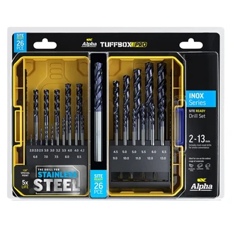 26 Piece | Alpha Stainless Plus Site Ready Metric Tuffbox Pro Drill Set