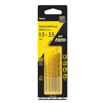 5 Piece | Metric Alpha Gold Series Drill Refill Pack - 1.5- 3.5mm