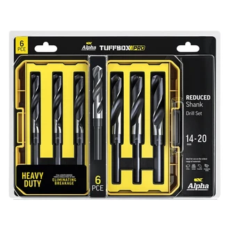 6 Piece | Alpha Reduced Shank Metric Tuffbox Pro Drill Set | Bonus 120ml Lubricant